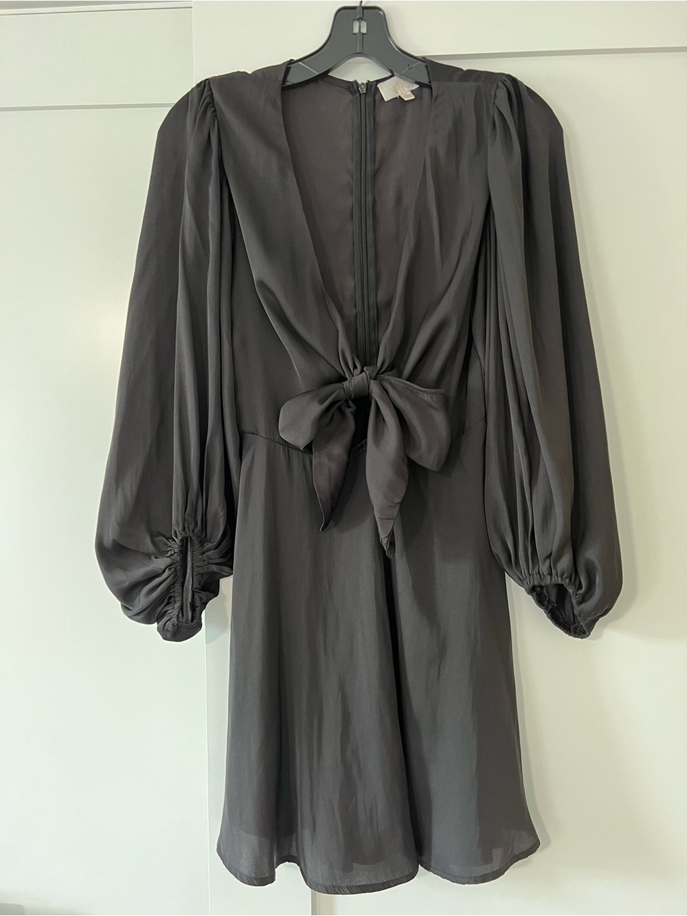 Sola Dress - Black Tie-Front Long Sleeve Dress